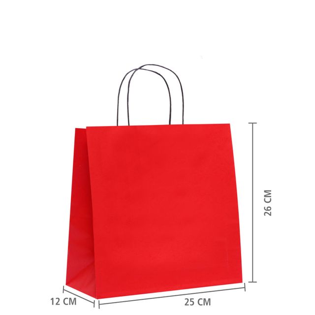 Sacola de papel vermelho tamanho  Sacola de papel vermelho tamanho