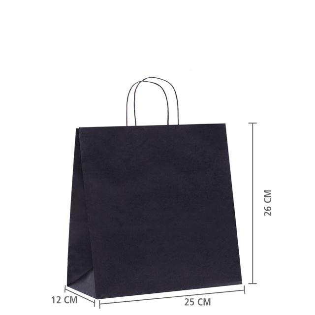 Sacola de papel preto tamanho  Sacola de papel preto tamanho