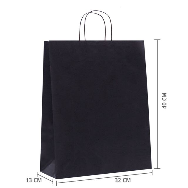 Sacola de papel preto tamanho Sacola de papel preto tamanho