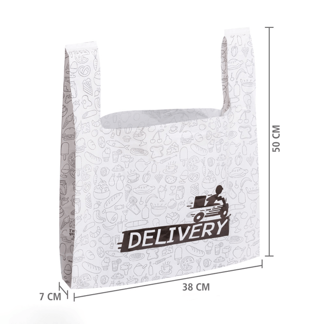 Sacola plástica com alça camiseta tamanho 38x50x cm Sacola plástica com alça camiseta tamanho 38x50x cm