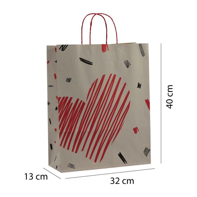Sacola de papel kraft temática love tamanho Sacola de papel kraft temática love tamanho
